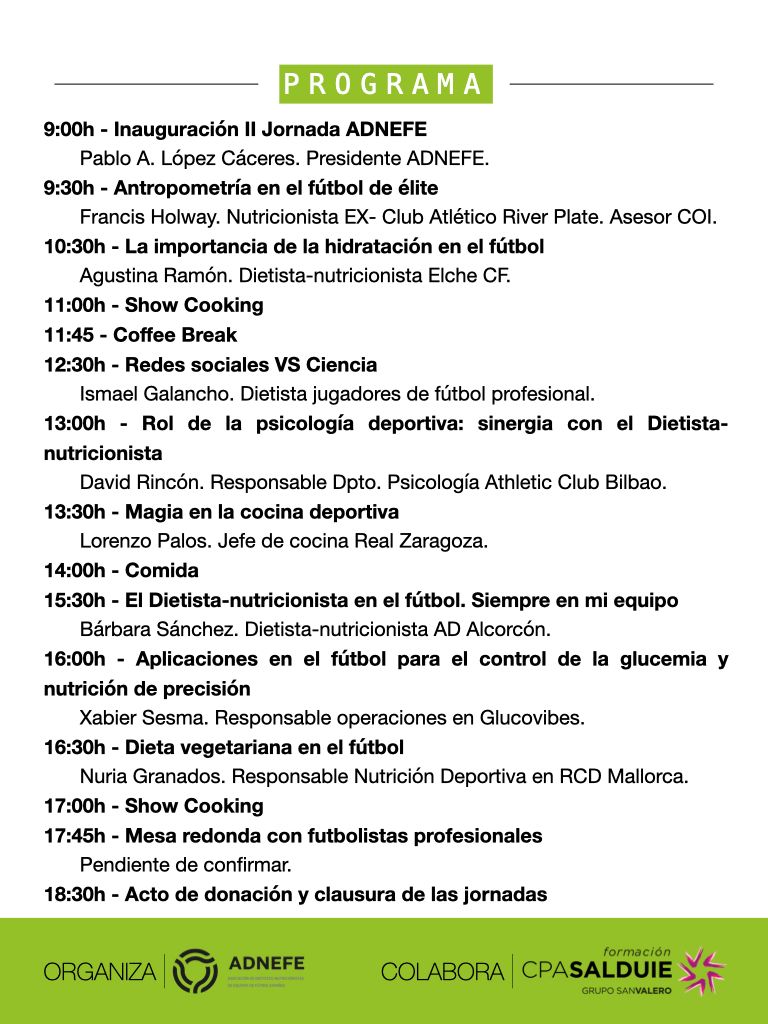 jornada nutrición fútbol 
